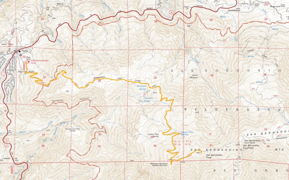 San Bernadino Peak Trail Map